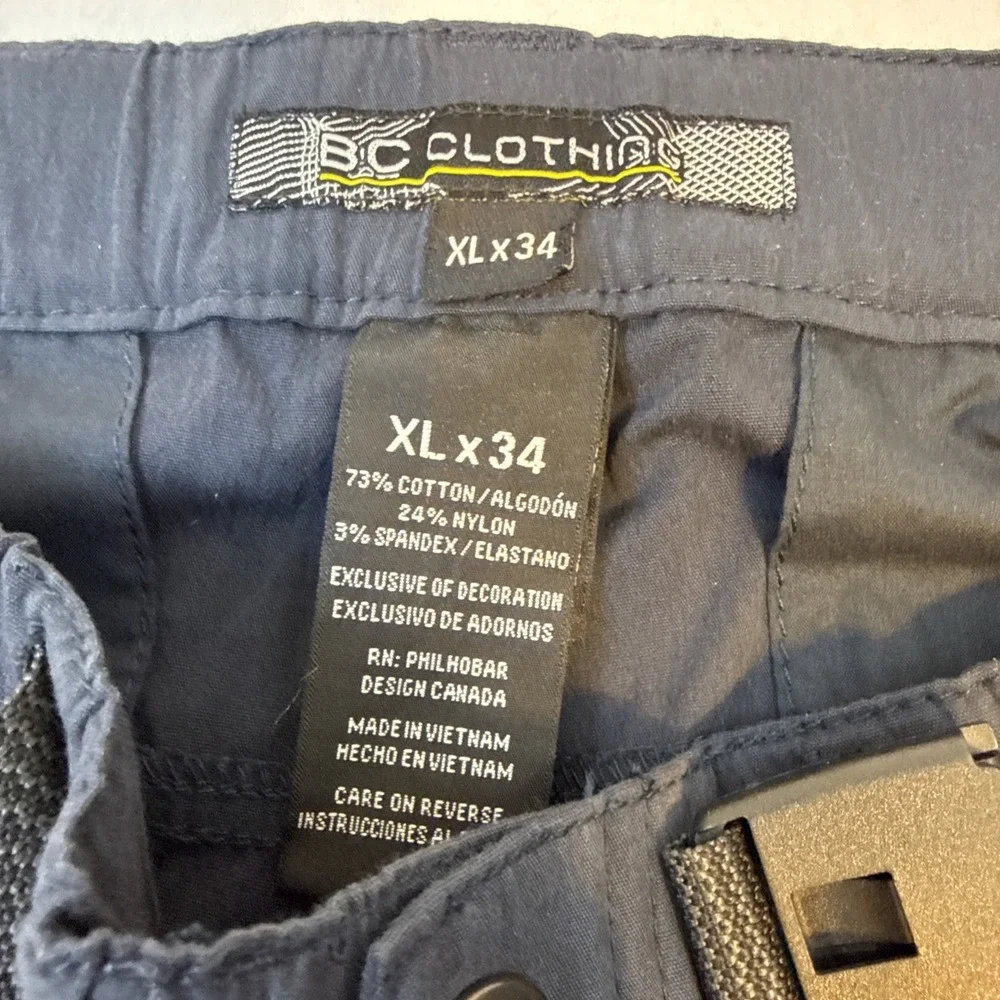 The BC Clothing Company Convertible Cargo Mens Pants Size XL 38x34 Hiking